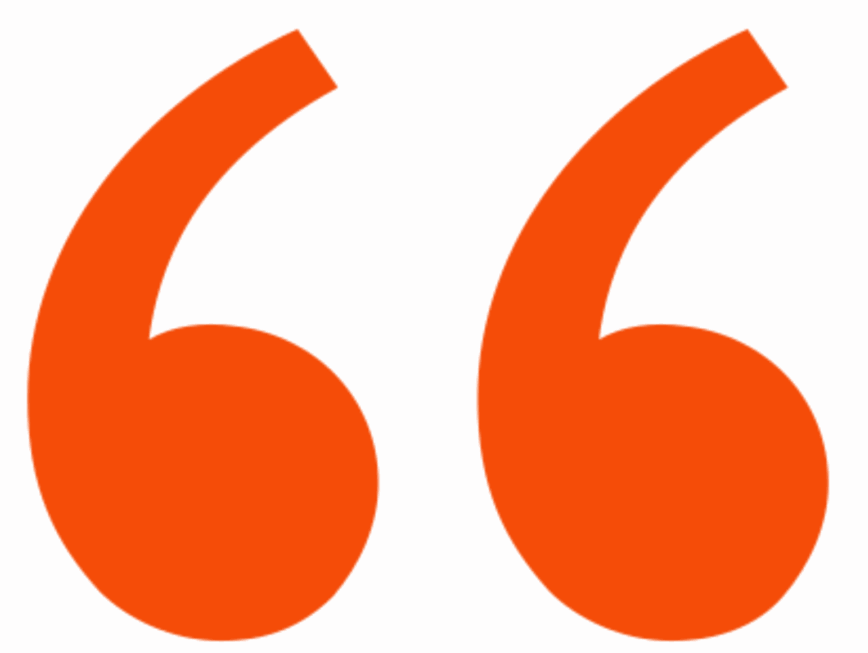 Bold orange quotes symbol graphic